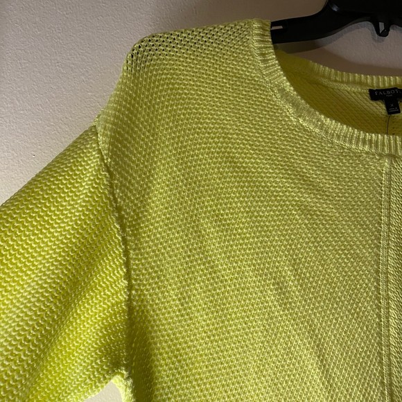 NEW TALBOTS womans plus sz 1X 100% pima cotton open knit yellow pullover sweater - Picture 3 of 10